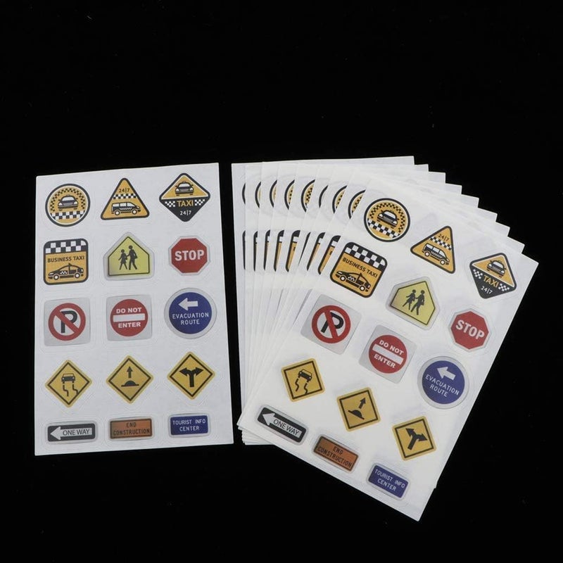 FRECI 10 Sheets Road Sign Stickers DIY Traffic Play Stickers to Develop Your Kids Imagination and Memory - B - Image 3